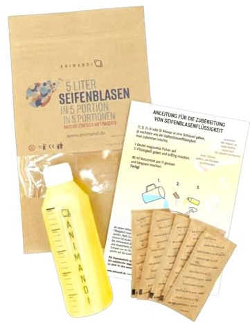ANIMANDI Seifenblasen Pulver, 5 L Lösung für Kinder & Events, Maschinen