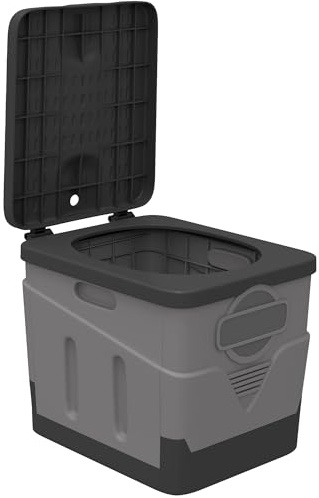 Outsunny Toilette Portable Camping Pliable Toilette de Camping pour Hommes et Femmes - Seau Hygiénique pour Voiture avec 12 Packs d'agent solidifiant et 12 Sacs, Gris foncé