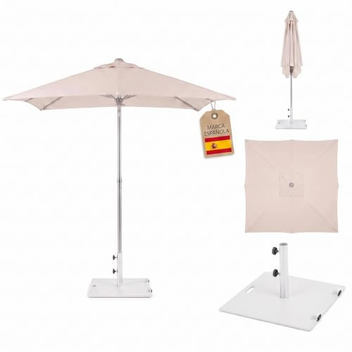 Mueblo Parasol de Jardín, Sombrilla Cuadrada de Terraza con Protección UV50+ Estilo Minimalista, 2.5x2.5 m Beige