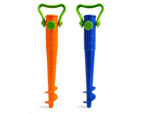 Terryshop74 Coppia Picchetti per Ombrellone da Spiaggia Universali Ø fino a 37 mm - 2 Supporti Avvitabili per Sabbia, Terra e Prato - Fissaggio Stabile - Colori Casuali