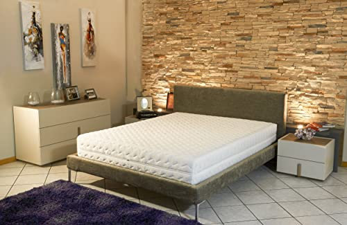 King of Dreams Natural Latex Matratze Naturlatex 80 kg/m3 – Abnehmbarer – Höhe 20 cm – Unterstützung Bauernhof – Kompatibel literies elektrischen, 129 x 190 cm