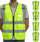 Dib Safety Vest Reflective ANSI Class 2, High Visibility Vest with Pockets and Zipper, Construction Work Vest Hi Vis Yellow 3XL