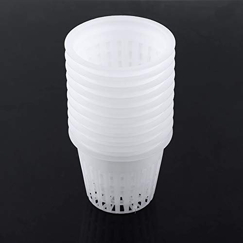 Nikou Pflanzkorb Topfnetz Hydroponik Mesh 10pcs Heavy Duty Mesh Topfnetz Cup Korb Hydroponik Pflanze wachsen Klonen Weiß