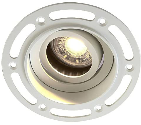National Lighting Plaster-in Trimless Downlights - 4-PackRound Recessed Lighting - Matt White LED Downlights Ceiling - 20 Degree Adjustable Tilt Spotlights - 7W 240V LED GU10 Lamp (Not Included)