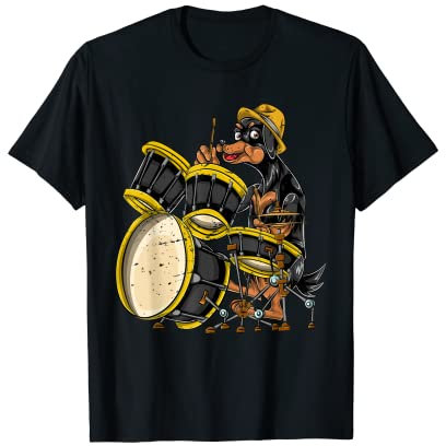 Musik Hund Schlagzeug Dackel Musik Geschenk für Schlagzeuger T-Shirt