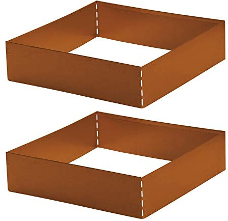 Premium Rasenkante Square 40x40 cm Corten Beetumrandung Rasenbegrenzung Beeteinfassung 2 Stück von Gartenwelt Riegelsberger