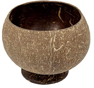 RiloStore 2 STÜCK Blumentopf Kokosnuss Topf 12cm rund Kokusschale BRAUN Cocosnuss Pflanzkübel Kokos Cocos Pflanzschale