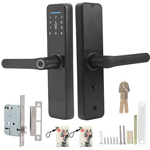 Cerradura de Puerta Electrónica Inteligente Wifi Soporte de Desbloqueo de Llaves Mecánicas de la Tarjeta IC de Contraseña De Huella Digital para Tuya, Contraseña Virtual Diseñado