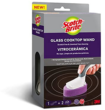Scotch-Brite Estropajo para vitrocerámica con mango, 1 mango + 2 cabezales de recambio