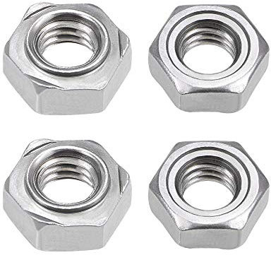 sourcing map Tuercas de soldadura hexagonales, acero al carbono 3/8-16 con 3 proyecciones tornillo de la máquina gris 4pcs