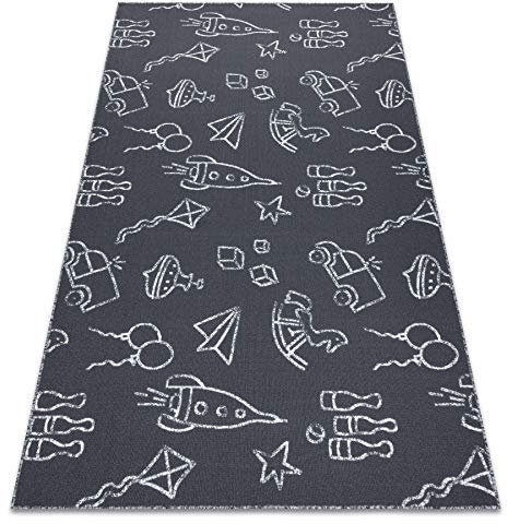 rugsx Teppich Toys Kinderteppich für Babyzimmer, Spielteppiche, Kinderzimmer, grau 100x250 cm