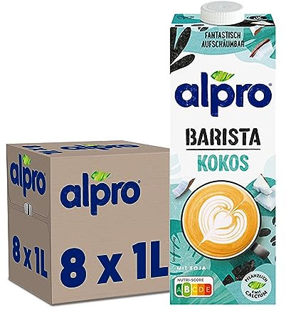 Alpro Bebida Vegetal de Coco Barista - Pack de 8 x 1L