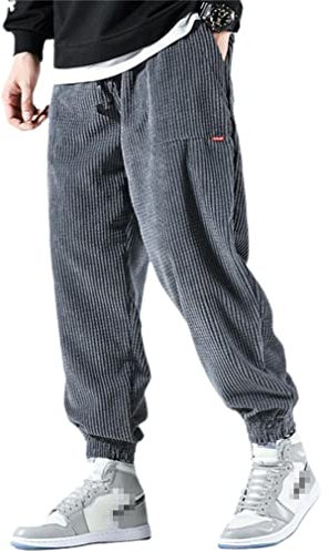 Baitang Haremshose für Herren, Streetwear, warme Cordhose, Outdoor-Komfort, lockere Jogger, Sporthose, Graue Herren-Hose,XXL
