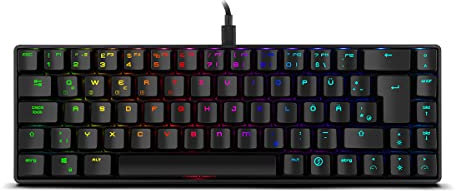 Ozone Gaming Mini Tactical Keyboard -OZTACTICALDE- Mechanische Tastatur ohne Ziffernblock, Bluetooth, Outemu Red Switches, RGB LED Beleuchtung, leise, DE Layout, Schwarz