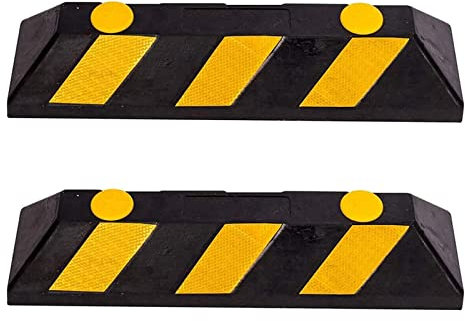 RMAN Radstopper Parkplatzbegrenzung Gummi Radstopp für Parkplätze und Privatgaragen Reflektoren Einparkhilfe 56x15x10cm (2er Pack)