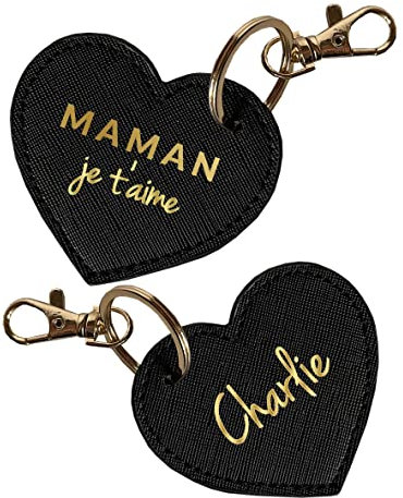 PORTE-CLÉS MAMAN JE T'AIME À PERSONNALISER, noir