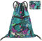 FenFang Turnbeutel mit Kordelzug, Kordelzugbeutel Sportsack Groß Turnsack Rucksack Beutel Faltbar, Tunnelzug Gymsack Sportbeutel Tagesrucksack für Damen Herren Kinder Mädchen Jungen (Schwarze Blume)