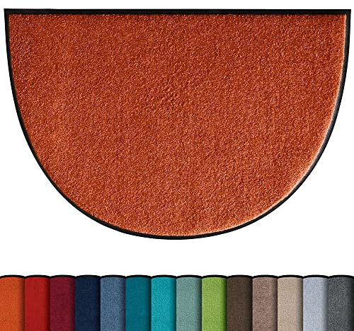 Erwin Müller Fußmatte Mainz, Schmutzfangmatte, Sauberlaufmatte Uni Terra Größe 50x75 cm halbrund - rutschfest, pflegeleicht, für Fußbodenheizung geeignet (weitere Farben, Größen)