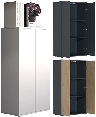 VCM Commode en Bois Sideboard Highboard Buffet Armoire Dalosa 3 Portes battantes Commode en Bois Sideboard Highboard Buffet Armoire Dalosa 3 Portes battantes Blanc