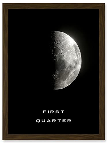 Artery8 Phases of the Moon Astronomy First Quarter Lunar Space Poster Artwork Framed Wall Art Print A4
