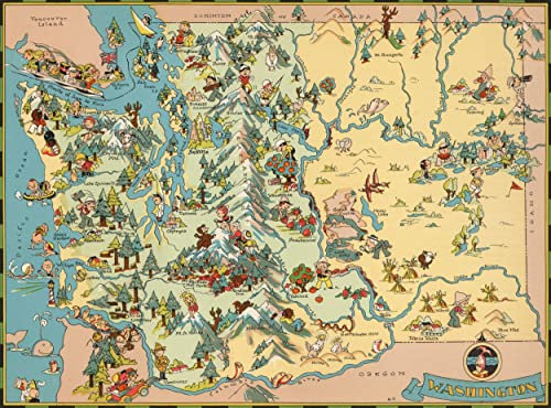 Puzzles for Adults 1000 Pieces Washington Wooden Map Jigsaw Puzzle Games USA of State Puzzle Map Decorate