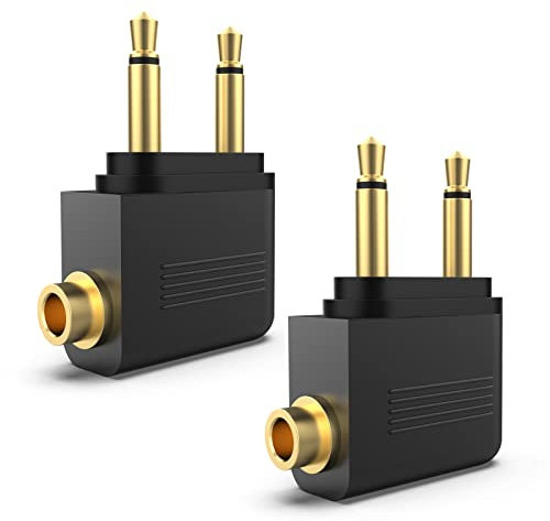 Asobilor Airplane Audio Adapter for Headphones - Dual 3.5mm Male to 3.5 Female Airplane Headphone Adapter Compatible with Sony/Bose Headphones (2 Pack)