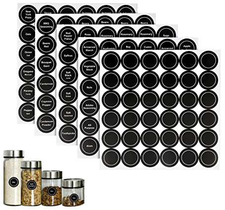 180pcs Spice Jar Labels, 1.5inch Pantry Stickers Waterproof Seasoning Jar Labels Tear-Resistant Spice Bottle Stickers, Include Two Designs Round Minimalist Labels for Kitchen Office Use