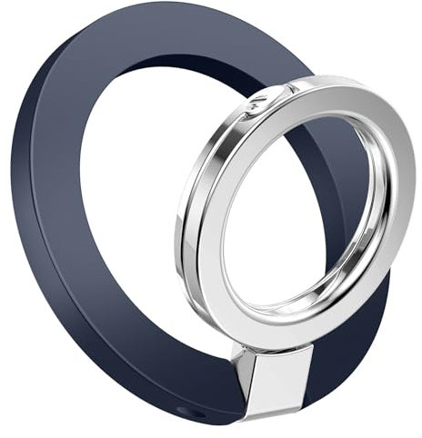 GVIEWIN Magnetic Phone Ring Holder, Compatible with MagSafe Phone Grip with Adjustable Stand, Magnet Phone Ring Kickstand for iPhone 17 Pro Max/16/15/14/13/12 Series/Other Smartphones (Blue)