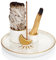 ZenBless 4 in 1 Incense Burner, Palo Santo & Sage Holder, Incense Stick & Candle Holder, 5.9 inch Ceramic Ash Catcher Tray for Meditation & Yoga Room (Gold)