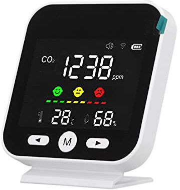CO2-Temperatur-Feuchtigkeitsdetektor, Smart WiFi Air Quality Monitor LCD-Bildschirm Temperatur-Feuchtigkeitsmessgerät für Tuya