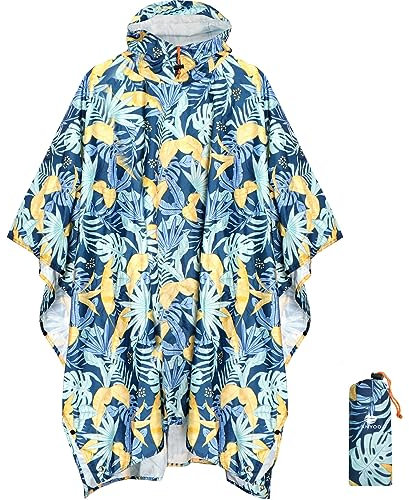 ANYOO Leichter Wasserdichter Regenponcho Herren und Damen Regenjacken Ripstop Atmungsaktiver Mehrzweck Regenmantel mit Kapuze für Outdoor Wandern Camping Angeln, Pflanzen, Einheitsgröße