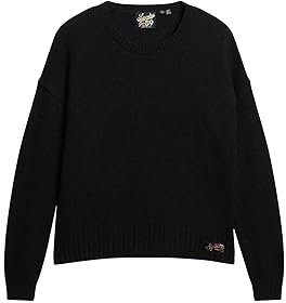 Superdry Damen Essential Pullover mit Rundhalsausschnitt Finster Marineblau 36