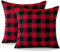 Ohok Dekorativ Vintage Kissenbezug, Polyester Leinen Plaid Zierkissenbezüge, Deko Sofakissen Couchkissen Kissenhülle Set für Schlafzimmer Wohnzimmer Sofa Couch Auto (60x60 cm, 2 Stück Rot-Schwarz)