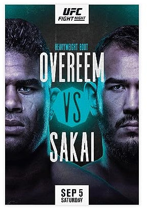 ETOMEY UFC Fight Night 176; Alistair Overeem Vs. Augusto Sakai 2020 Boxposter Leinwand Poster Schlafzimmer Dekor Sport Landschaft Büro Zimmer Dekor Geschenk ungerahmt 30 x 45 cm
