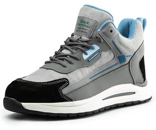 Black Hammer Men's Safety Trainers Lightweight Water-Resistant Non-Slip Outdoor Work Shoes with Midsole Protection Ideal for Warehouse Trekking & Professional Utility Job Vapour S1P SRC Black (9 UK)