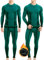 NOOYME Thermounterwäsche Herren Elastisch Funktionsunterwäsche Herren Weich Thermo Unterwäsche Männer Winter Warm Skiunterwäsche Herren Atmungsaktiv Funktionswäsche Thermowäsche GrünXXL