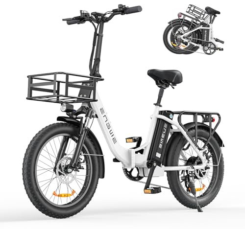 ENGWE E Bike Klappbar Ebike 20 Zoll Elektrofahrräder mit Korb, 36V 15.6Ah Akku, 25km/h Reichweite bis zu 140KM