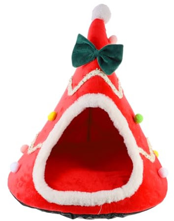 GRIRIW Weihnachtliches Haustierhausm Warmes Schlafnest Aus Umweltfreundlichem Material Rot Katzen Und Hundehütte Für Wohnzimmer Und Schlafzimmer