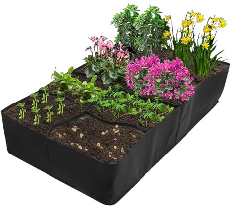 Azonelife Fioriera per piante, 8 scomparti, aiuola da giardino rialzata, in tessuto, rettangolare, per piante erbe, pomodori, patate, fiori e fragole