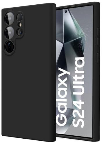 Verco Custodia per Samsung Galaxy S24 Ultra, in gel di silicone [morbida fodera interna] Cover per Samsung S24 Ultra 5G Case antiurto Nero