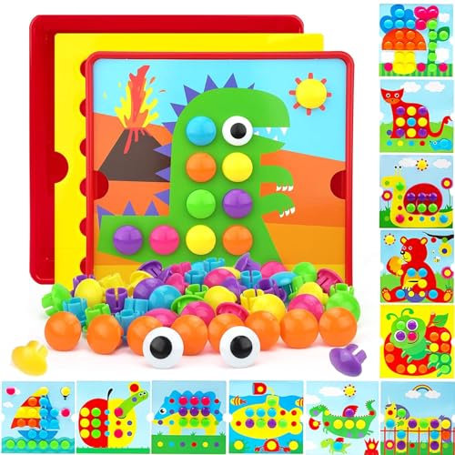 ENIKMOSD Mosaik Steckspiel für Kinder,Steckspiel ab 2 3 4 Jahre,Kinderspiele zum Lernen von Farben,Montessori Steckspielzeug Mosaik Steckspiel,Motorikspielzeug Lernspielzeug Spiele Geschenk Kinder