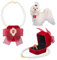 SUPERFINDINGS Perlenhochzeit Hundehalsband mit Ringbox Katzenhalsband Rot Samt Ringbox Hochzeitsringhalter mit Haustierhalsband Strass Paar Ringträger Box für Antrag Verlobung Hochzeit 33 cm