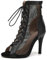 SWDZM Stivali da Ballo Latino Americano Donna con Punta Aperta Maglia Salsa Tango Bachata,Nero,Tacco 9.5cm,Suola in Gomma,37EU