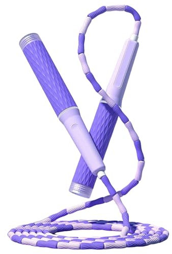 Corda per saltare senza grovigli, per fitness, freestyle, con perline, regolazione della lunghezza, regolazione rapida, corda per saltare fitness (viola)