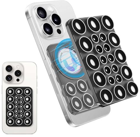 Ventosa Magnética de Silicona Soporte del Teléfono para iPhone Magsafe, Soporte del Teléfono para el Espejo/Vidrio/Cristal, Compatible con el iPhone 15/14/13/12 series, para TikToker Vlogger (Negro)