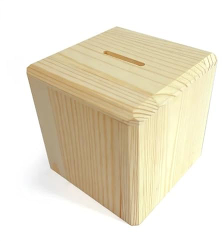 Holz Spardose für Kinder mit Schlüssel, personalisierbar, Laser, UV-Druck, Geld sparen, Geschenk, Sparschwein, Urlaubskasse, Hochzeitsgeschenk, zum öffnen, Würfel, Cubic
