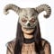 Fehodun Masque de chèvre pour adulte - Cornes de bœuf d'Halloween - Mouton effrayant - Demi-visage - Antilope - Costume de cosplay - Accessoires de déguisement