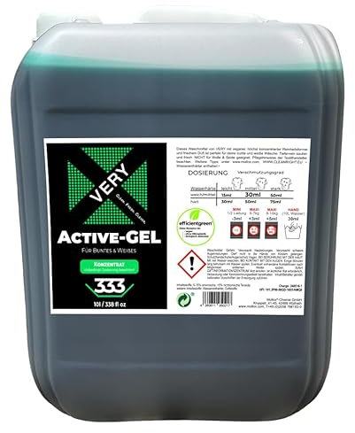 VERY Active-GEL | Universal-Waschmittel, hochkonzentriert | 10 l Vorratspack mit 333 Waschladungen | kraftvolle Tiefenreinigung | frischer, angenehm dezenter Duft | geeignet für 20–95 °C