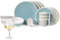 Melamin Camping Geschirr Set 4 Personen Harmonie 16 Teilig + 4 Milano Weiß Weingläser Tafelgeschirr Picknick BBQ Kochgeschirr