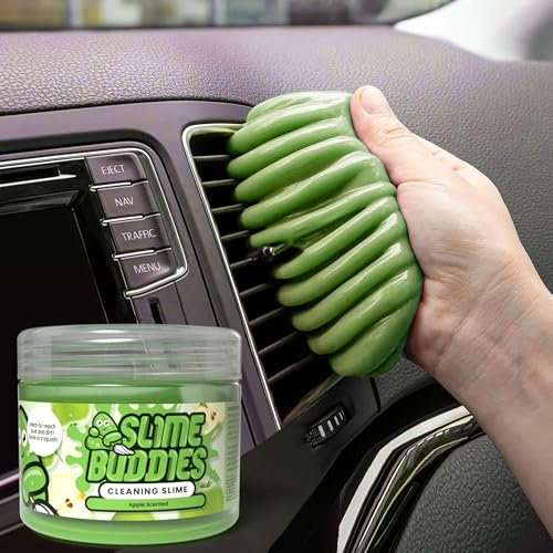 Slime Buddies Cleaning Putty Gel | Car Cleaning Gel for Air Vents & Interiors, Computer, Macbook & Laptop Keyboard Cleaner | Clean Hard to Reach Spaces | Surface Dust Cleaner | Apple Scent 160g